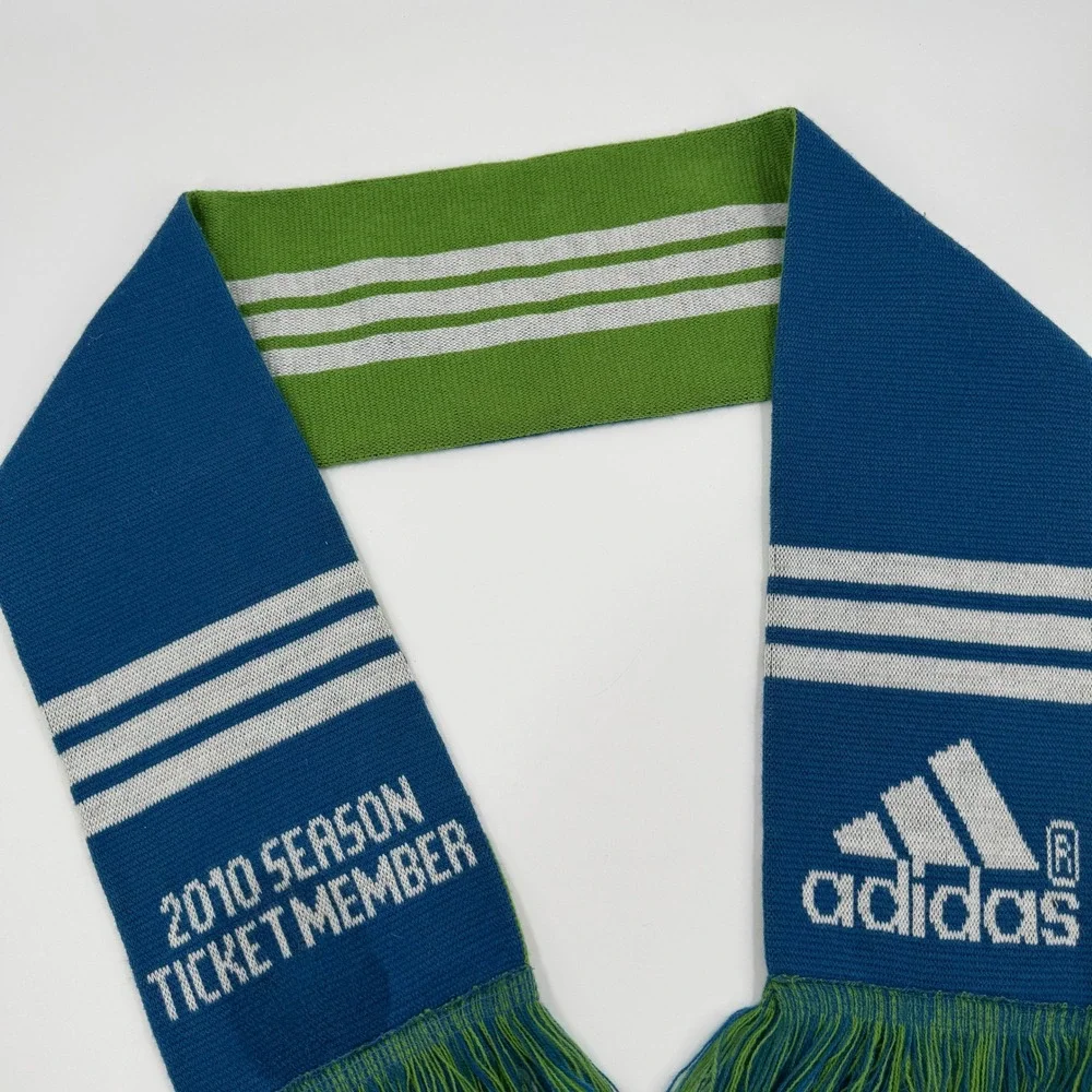 Adidas Seattle Sounders FC Scarf‎ 2010 Season Ticket Member Blue Green Knit MLS